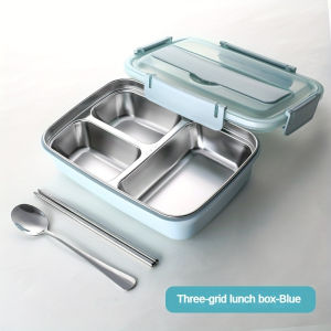 Leak-Proof Stainless Steel Lunch Box With 3/4 Compartments - Durable Easy-Clean Bento Container For Students & Office Workers