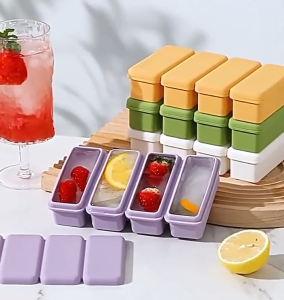 🔥 4 Grid Long Strip Silicone Ice Cubes Square Tray Mold DIY Cube Ice Mold