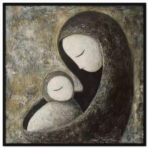 Tranh trừu tượng mẹ và con phong cách đơn giản trắng đen.Tranh treo tườngdán tường.CGI-1362