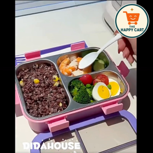 [SG stock] 304 Stainless Steel Lunch Box with Compartments 500ml 600ml 700ml Leak Resistant Bento Box for Kids Adults