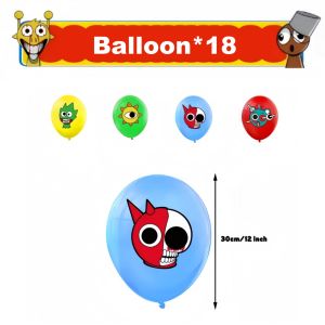 Hasbro | 61pcs Sprunki Birthday Party Decorations Set Game Tableware Tablecloth Plate Cup Balloon Cake Topper for Boys Girl Supplies