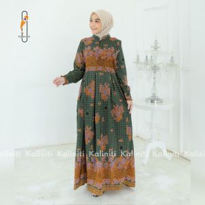 GAMIS MUSLIMAT NU SANWOS HIJAU TUA SEDANG SERAGAM PENGAJIAN NU JUMBO FULL KARET