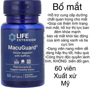 [MỸ] Viên uống bổ mắt Life Extension MacuGuard Ocular Support with Saffron 60 viên ( dùng được 2 tháng )