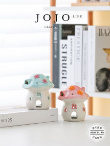 JOJOS L. PD Cartoon Ceramic Mushroom Candlestick Tea Light Aromatherapy Candle Home Decorative Accessories Chinese Style