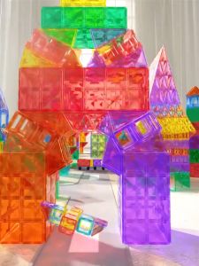 Bangla Magnetic Tiles Building Blocks Educational Multi Colour Window Tiles Magnet Block & Pipe Educational Kids Toy Mainan Bangunan