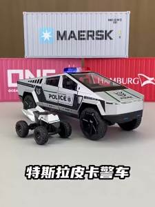 MAKEDA | 1: 32 Pickup Truck Alloy Diecast Police Car Model Toys Doors Opened Sound Light Pull Back Miniature Vehices Decorative Ornaments