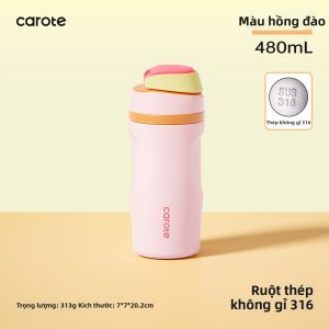 CAROTE | Bình Nước Thể Thao Thép Không Gỉ Có Ống Hút Dung Tích Lớn