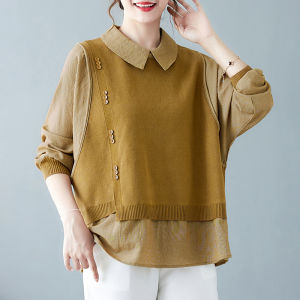 Shalldoer | Elegant Two-in-One Long Sleeve Top for Mom and Elderly Women