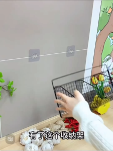 Wall Mounted 3-Grid No Drilling Iron Mesh Organizer Rack Punch-Free Adhesive Wall Basket