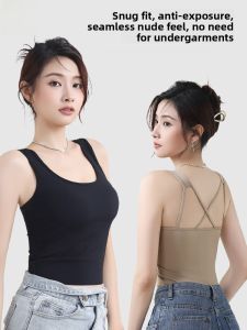 Miiow | Cat Woman One-Piece Strap Vest Womens Underwear Outerwear With Chest Pad Black 2024 New Style Slim Fit Pure Color Nylon Spandex