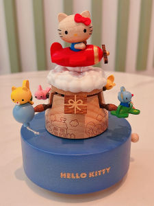 Jeancard Music Box Eight Sounds Girls Wooden Rotating Kitty Plane Birthday Gift Childrens Day Rotating for Boys And Girls