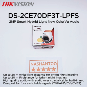 (2025 New) HIKVISION DS-2CE70DF3T-LPFS 2MP Smart Hybrid Light New ColorVu Audio Analog Turret Camera 1080P Built-in Mic F1.0 Aperture 3D DNR Switchable TVI/AHD/CVI/CVBS CCTV Camera NASHANTOO