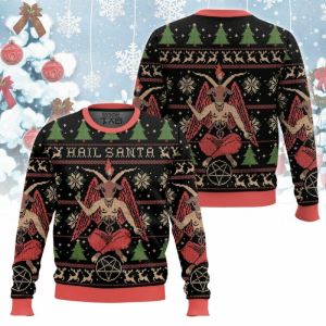 Hail Santa Ugly Funny Christmas Novelty Pullover Xmas Jumper Christmas Party Costume Cosplay Mens Pullover Womens Pullover
