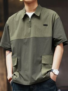 NCE New Double Color Short Sleeve Polo Shirt Mens Top Large Multi Pocket Handsome T-shirt Summer Quick Drying Half Sleeve