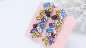 Lohaspie Jewelry Genuine 10.8 Carat Solid Sterling Silver 925 Stud Earring Original Natural Garnet Citrine Earring Genuine Citrine Stone Earring Garnet Earring For Women Jewelry