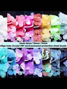 Hạt Cườm PET Thân Thiện Với Môi Trường 6mm/8mm/10mm/15mm Cạnh Tròn Lỗ Tròn Dùng Cho Trang Phục Khiêu Vũ Làm Đồ Trang Sức Tự Làm Trang Trí Quần Áo