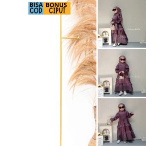 Gamis Anak Perempuan Zalira Kids Set Jilbab Zalira Kids Usia Newborn 0 Bulan -