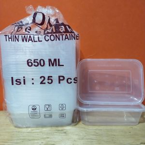 Thinwall Food Container Persegi 650ml isi 25set