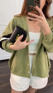 JESSICA SHIRT HOODIE SEMI CARDIGAN STARLA BASIC KANCING PREMIUM