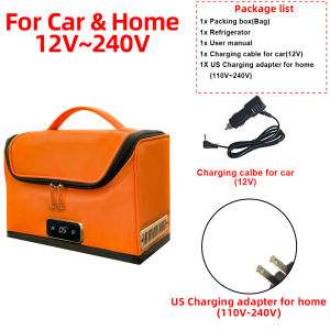 12V&240V Orange Car Refrigerator 4L Mini Portable Cooler Heater Refrigerator Heat Smart Temperature Display For Car Camping RV