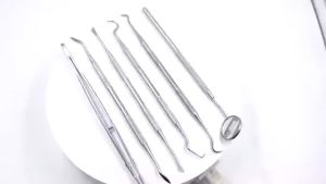 6 Pcs Oral cleaning Tool Set Stainless Steel Teeth Prepared Tweezer Hoe Sickle Scaler Mirror