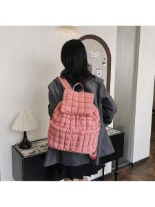 down Backpack for Women New Arrival Work Clothing Travel Large Capacity Backpack Lightweight Fluffy Gingham Casual Korean Style Bag