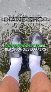 New Mens stylish black shoes made of non-slip and waterproof rubber multi-functional and fashionable work shoes slip-on loafers suitable for work and school durable and stylish black shoes 0110523