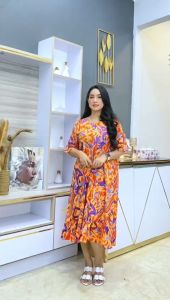 dkcollectionbali Daster Wanita Fashion Baju Terusan Dress Dres Midi Maxi Melany Motif by DIREKA Rayon Premium