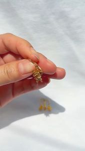 Anting gantung emas asli kadar 70 16k bunga seperti kendari 3D desi drop kerabu giwang tanpa permata