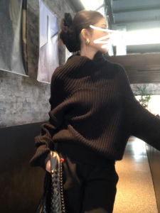 Ge·an·fei | Áo Sweater Cao Cổ Đen Dày