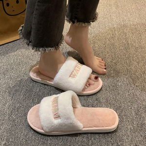 Fluffy Slippers Woolen Slipper Womens Outwear 2023 New Arrival Fall and Winter Woolen Slipper Easiest for Match Flat Bottom Comfort Furry Slippers