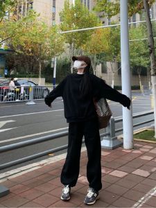 Salt Series Womens Sportswear Set Loose Fit Pure Cotton Sweatshirt Running Casual Two-Piece Suite Korean Style Student Fashion