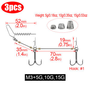 Spinpoler Pike Stinger Rig Anti-Twist Soft Lure #1 #1/0 Treble Hook 5-20g Sinker Weight Pike Zander Boat Sea Fishing Tackle 3pcs