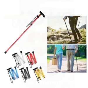【MBS】Magic Cane Folding Safety Walking Stick Head Pivoting Trusty Base For Old Man T Handlebar Trekking Poles Cane 5 sections of non slip Trekking pole for hiking