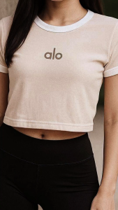 Alo-Inspired Ringer Tee Crop Top Soft strechable fabric small to large