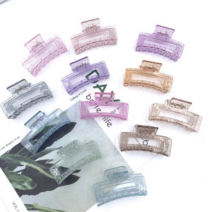 Korean Style Waterproof Bathing Sparkling Hair Clips Transparent Large Size Hair Grips for Girls Organic Glass Hair Accessories