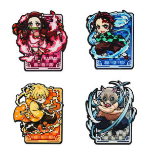 Miniso | 4Pcs/Set Demon Slayer Enamel Pins Kimetsu No Yaiba Tanjiro Nezuko Zenitsu Inosuke Metal Brooch Badge Anime Lapel Pin