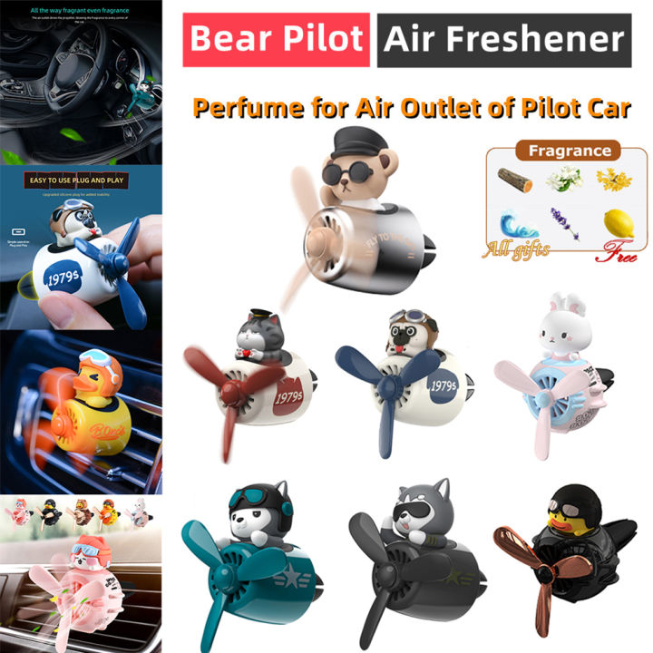 Luxylei Teddy Bear Deodorante per Auto Accessori Auto Diffusore di Profumo per Interni Pilota Elica Rotante Uscita Fragranza Design Magnetico