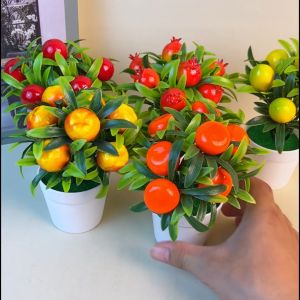 Azgalery PBP104: Tanaman Hias Plastik Buatan Pot Bunga Jenis Buah Mini Imut