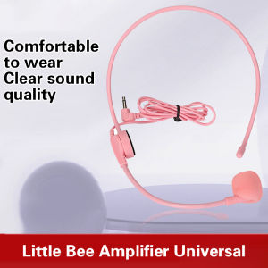 New【3.5MM Headworn Wired Microphone Headset Pink Voice Amplifier Speaker Clear Sound Mic For Conference Guide Speech Teacher】