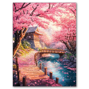Diamond Painting Tree Moon Landscape Full Square/Round Diamond Mosaic Embroidery DIY Cherry Blossom Craft Home Bedroom Artwork