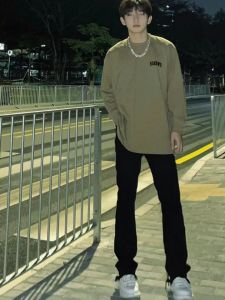 Áo Thun Cotton Dài Tay Cổ Tròn in Họa Tiết Thời Trang Xuân Thu Thường Ngày Rộng Rãi Cho Nam