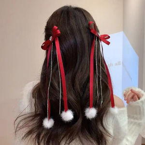 Adorable Plush Hair Clips for Kids Butterfly Knot Hairpins Autumn Winter Double Tail Duckbill Clip Girls New Year Hair Accessories