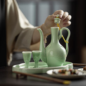 Bình Rượu Gia Dụng Như Ý Phong Cách Cổ Nửa Cân Bình Chia Rượu Gốm Sứ Kiểu Trung Quốc Bộ Cốc Rượu Trắng Bình Rượu Kiểu Cổ Đại