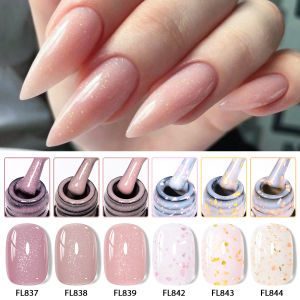 6pcs 10ml 2-in-1 Glitter Rubber Base Gel Polish Sparking Gold Sequins Semi Permanent Soak Off UV LED Varnish DIY Nail Art Salon