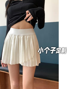 High Waist A-Line Mini Skirt for Short Women Summer Anti-Light JK Pleated Skirt Slimming Polyester Fabric Folded Design