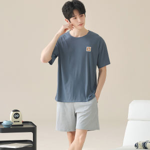 miiow | Cat Man Cool Sensation Thread Sleepwear Mens Casual Wearable Round Neck Home Clothes Set Summer Lightweight Short Sleeve