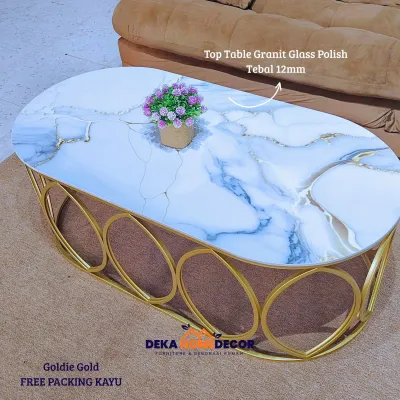 Meja Kopi Oval Granit Furnitur Industri CELO - Meja Ruang Tamu Minimalis - Ukuran 120x60x45 cm - Meja Kopi Oval Granit Furnitur Industri CELO - Meja Ruang Tamu Minimalis - Ukuran 120x60x45 cm