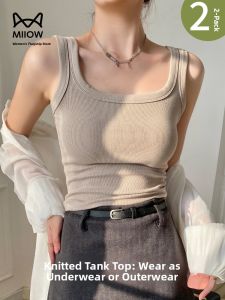 miiow | Womens Slim Fit Underwear Off-Shoulder Backless Tank Top with Ribbed Cotton Fabric