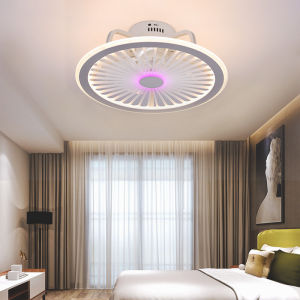 LANTU Simple 50cm White 3 Speeds Wind 5 Blade Ceiling Fan With Led Light For Bedroom Study Room Dining Room Kitchen